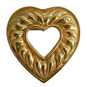Vintage Anne Klein Heart Gold Tone Brooch